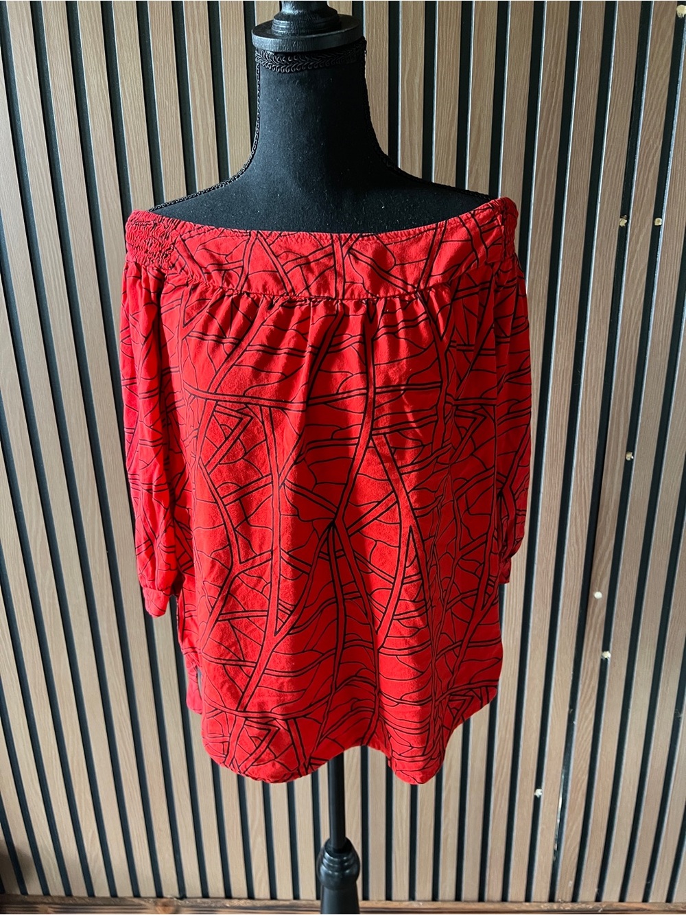 Women’s Red Off-Shoulder Printed Tunic Top